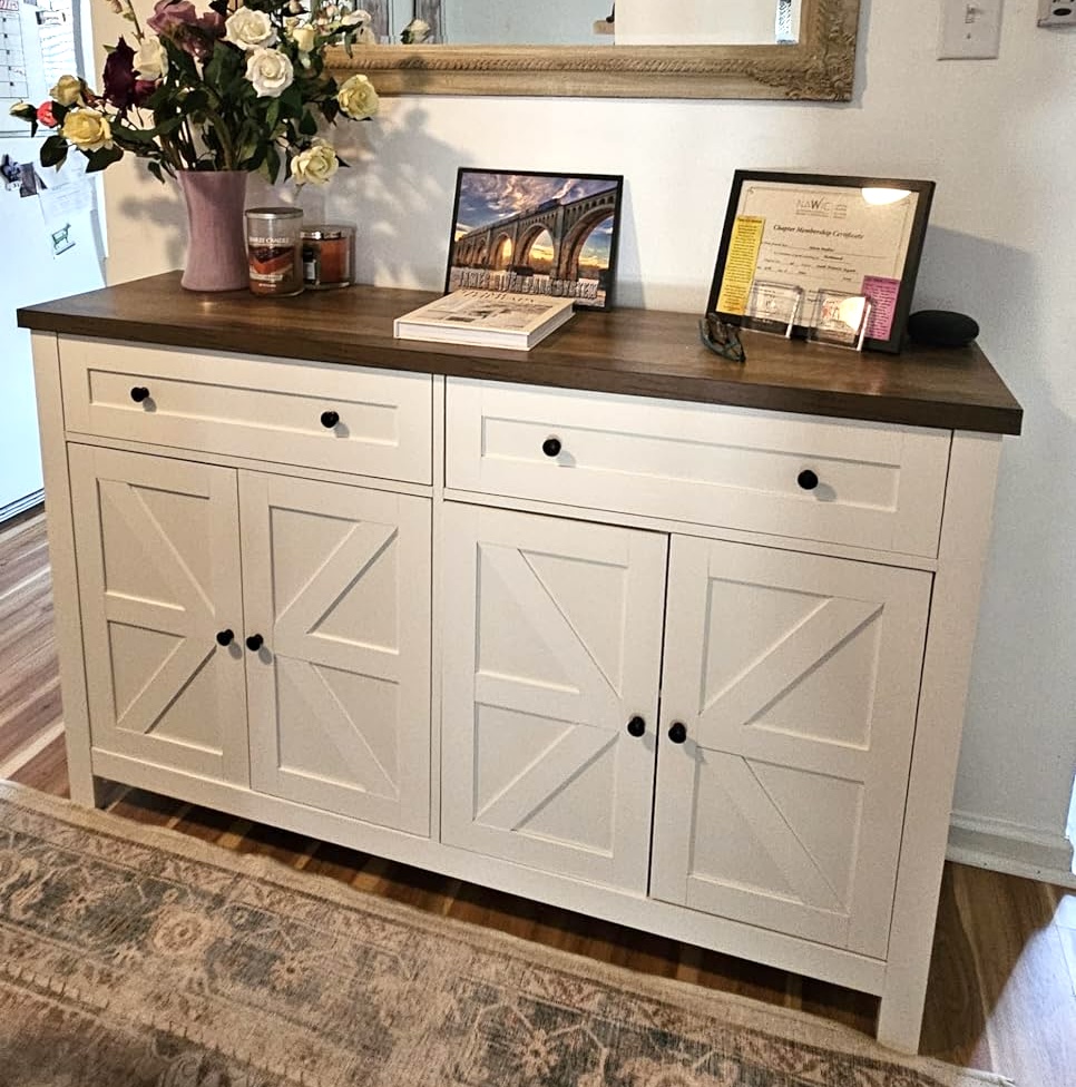 Hostack Modern Farmhouse Inch Buffet Sideboard Cabinet With Drawers