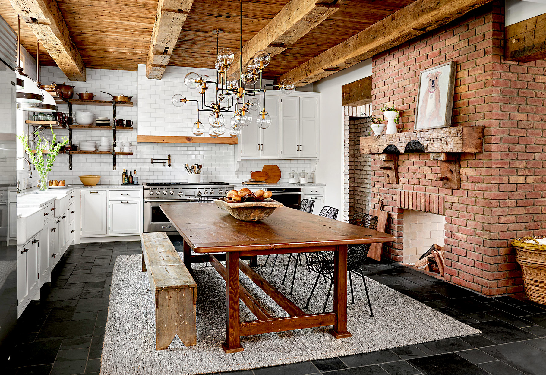 grey weathered look industrial kitchen farmhouse table