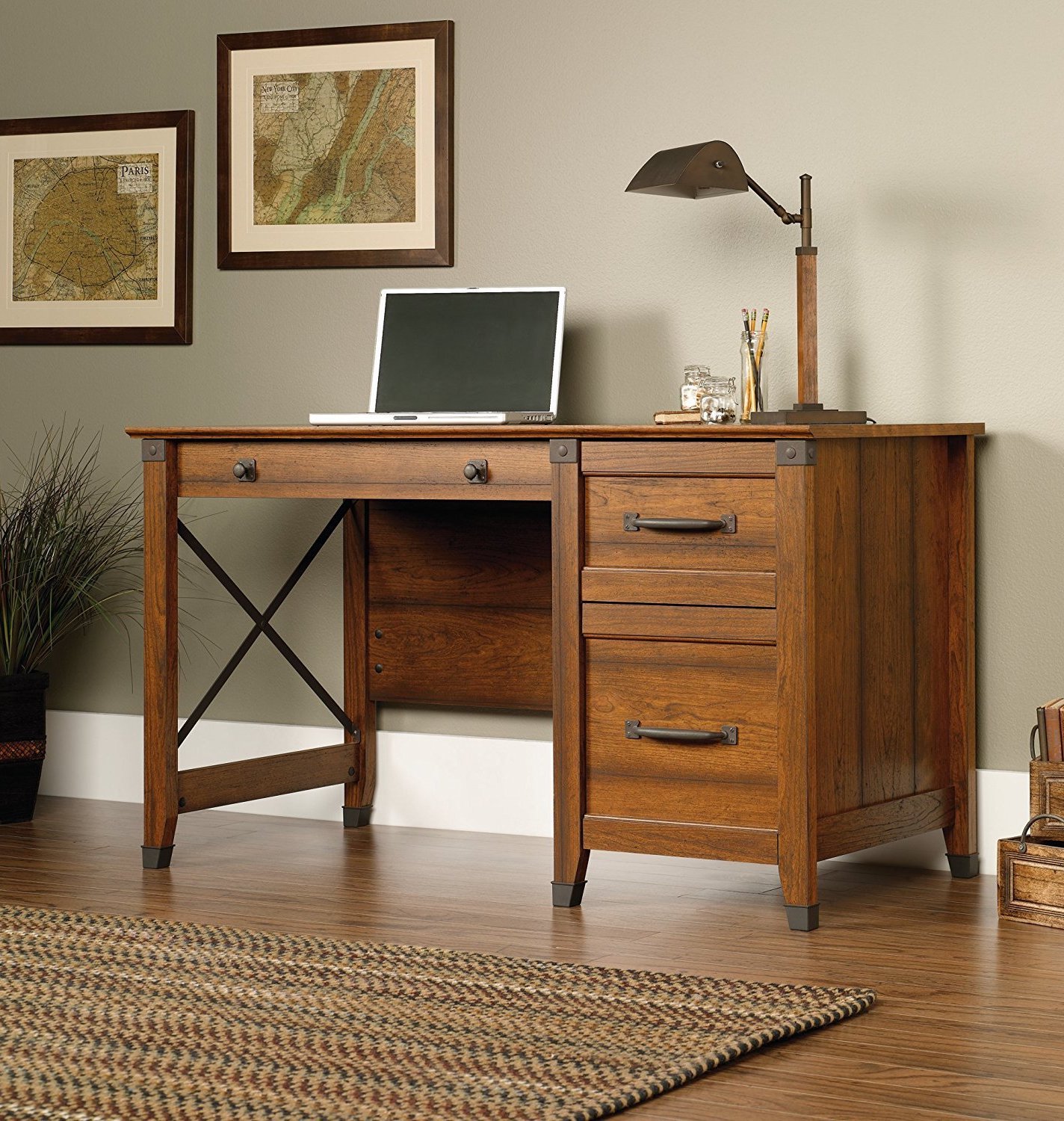Sauder Carson Forge Desk With Washington Cherry Finish Kitchen50