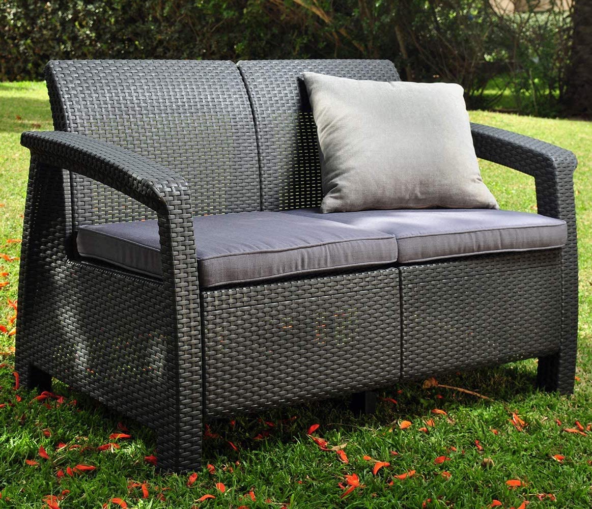 keter corfu resin wicker loveseat